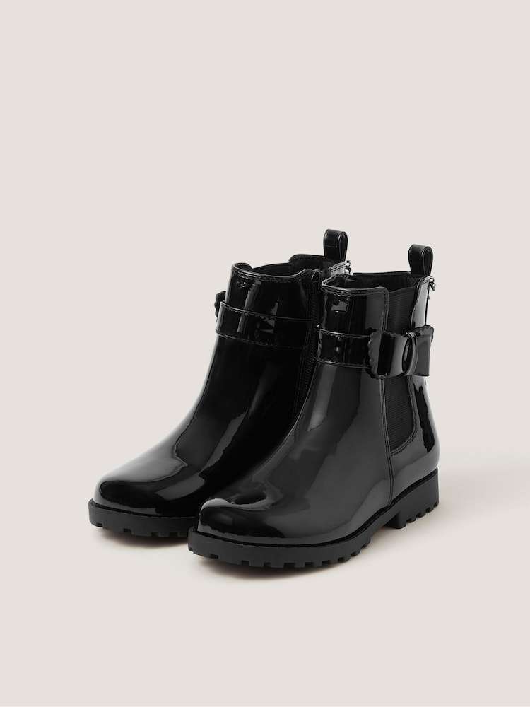 Monsoon Black Bow Patent Chelsea Boot School Shoes - Image 1 of 2 Monsoon Black Bow Patent Chelsea Boot School Shoes - Image 1 of 2