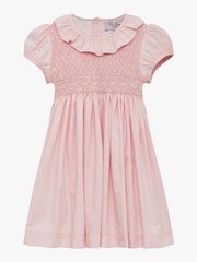 Trotters London Pink Willow 100% Cotton Hand Smocked Dress - Image 1 of 3