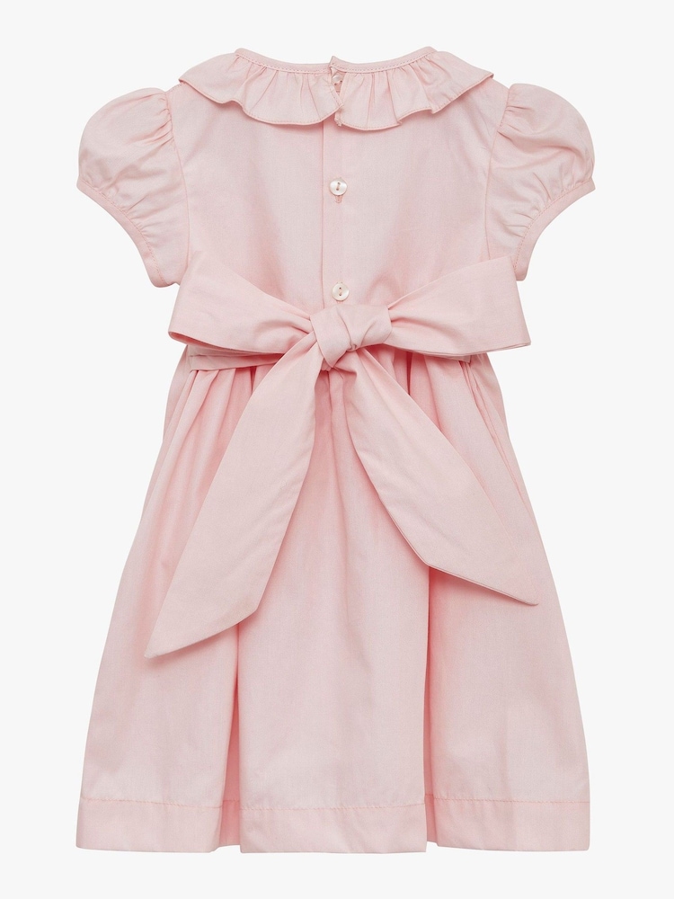 Trotters London Pink Willow 100% Cotton Hand Smocked Dress - Image 2 of 3