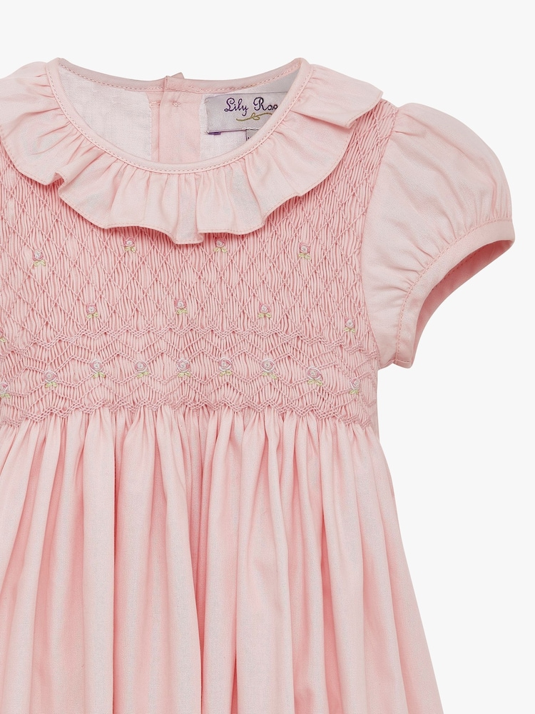 Trotters London Pink Willow 100% Cotton Hand Smocked Dress - Image 3 of 3