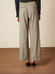 Brown Check Wide Leg Turn-Up Trousers - Image 3 of 4