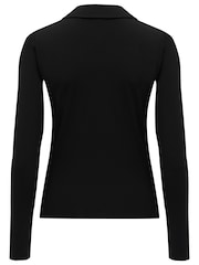 Pour Moi Black Lana Ruche Front Blouse - Image 5 of 5