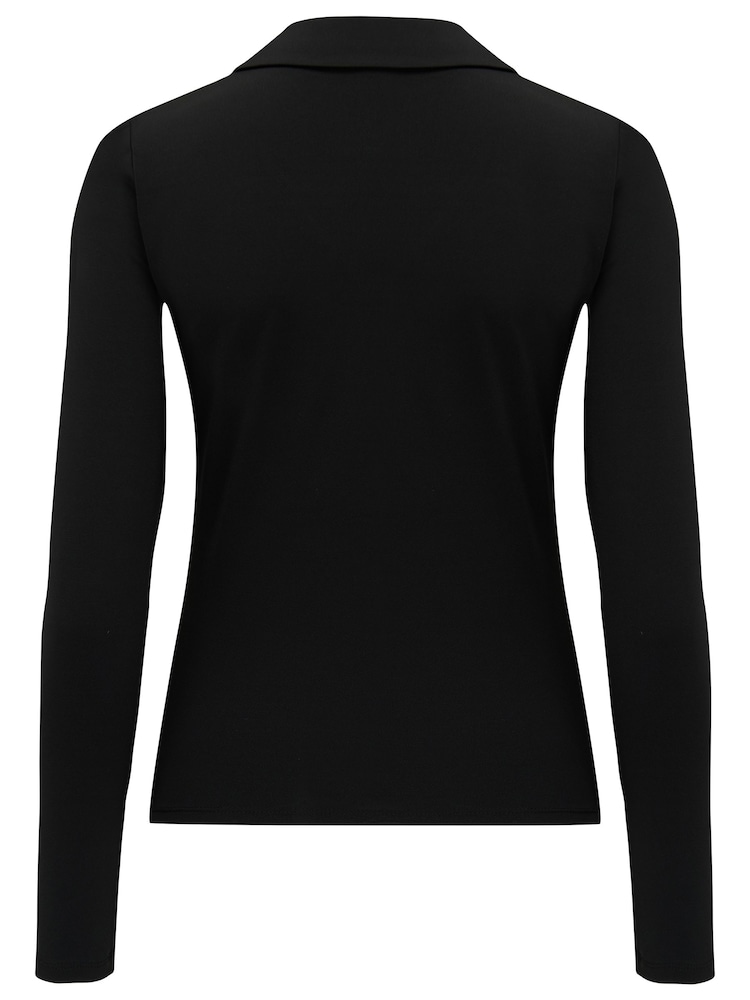 Pour Moi Black Lana Ruche Front Blouse - Image 5 of 5