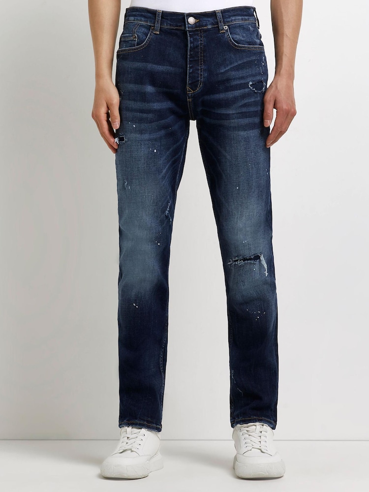 River Island Blue Dark Relaxed Slim Gala Jeans - Image 1 of 1