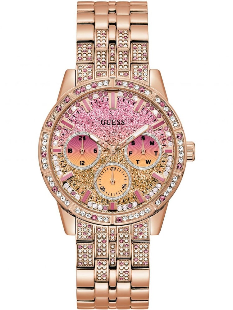 Guess Ladies Pink Cascade Night Life Watch - Image 1 of 10