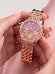 Guess Ladies Pink Cascade Night Life Watch - Image 5 of 10