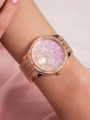 Guess Ladies Pink Cascade Night Life Watch - Image 6 of 10