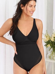 Black DD+ Lace Tummy Control Shaping No VPL, Smoothing, Wired Bodysuit - Image 1 of 4