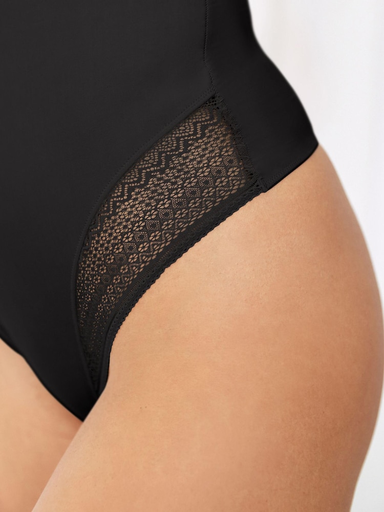 Black DD+ Lace Tummy Control Shaping No VPL, Smoothing, Wired Bodysuit - Image 4 of 4
