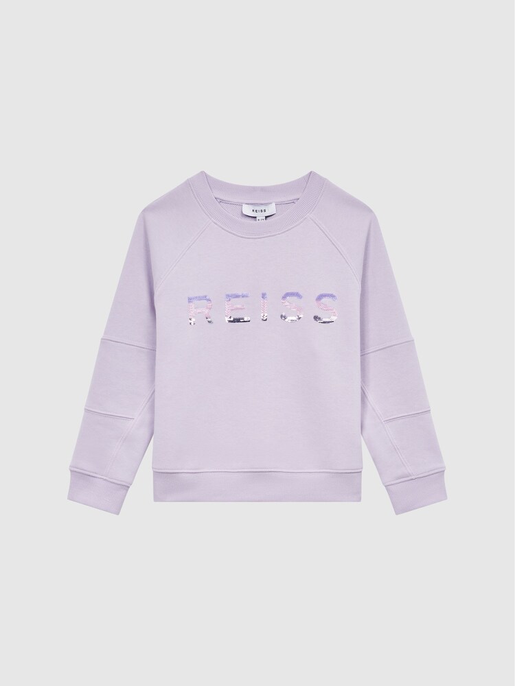 Reiss Lilac Bryony Senior Sequin Crew Neck Jumper - Image 2 of 7