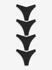 Black Bikini Cotton Rib Knickers 4 Pack - Image 1 of 5