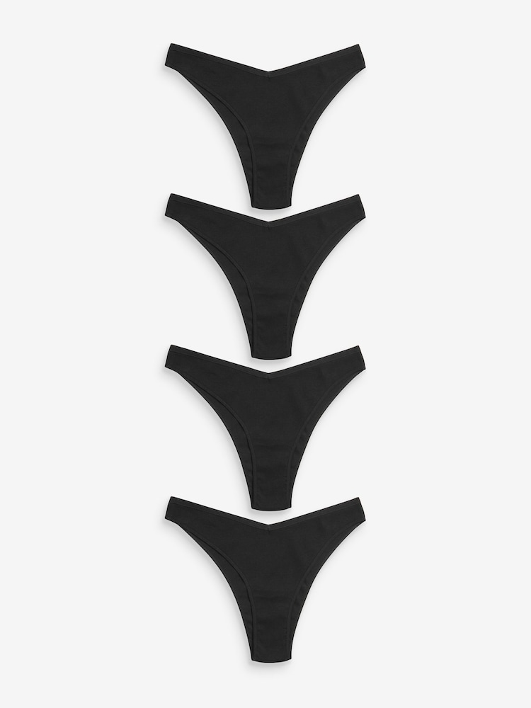 Black Bikini Cotton Rib Knickers 4 Pack - Image 1 of 5