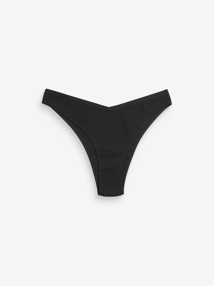Black Bikini Cotton Rib Knickers 4 Pack - Image 5 of 5