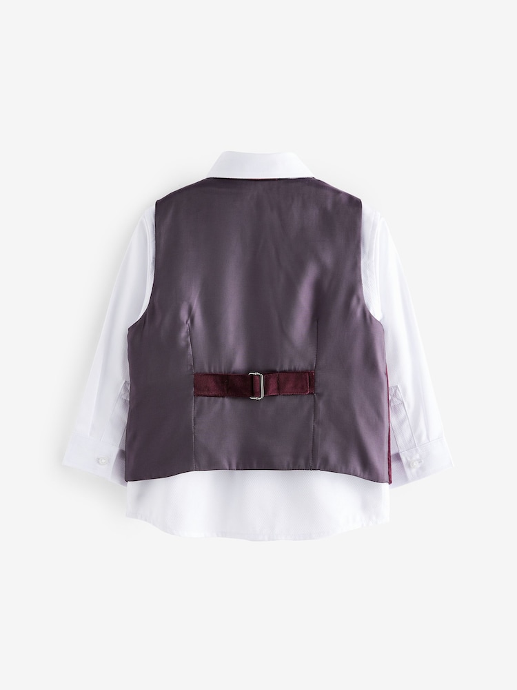 Plum Purple Velvet Waistcoat Set (3mths-7yrs) - Image 2 of 5