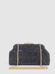 Reiss Navy Adaline Embellished Clutch Bag - Image 2 of 7