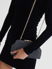 Reiss Navy Adaline Embellished Clutch Bag - Image 3 of 7
