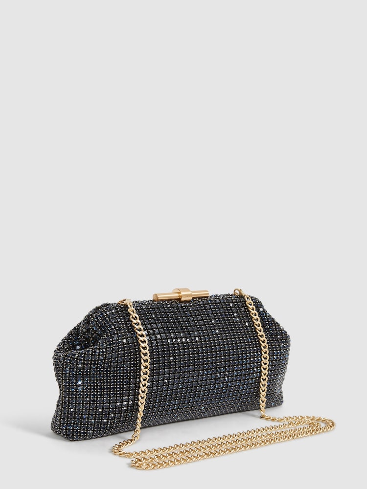 Reiss Navy Adaline Embellished Clutch Bag - Image 7 of 7 Reiss Navy Adaline Embellished Clutch Bag - Image 7 of 7