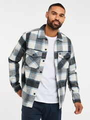 Threadbare White Brushed Check Shacket - Image 1 of 1