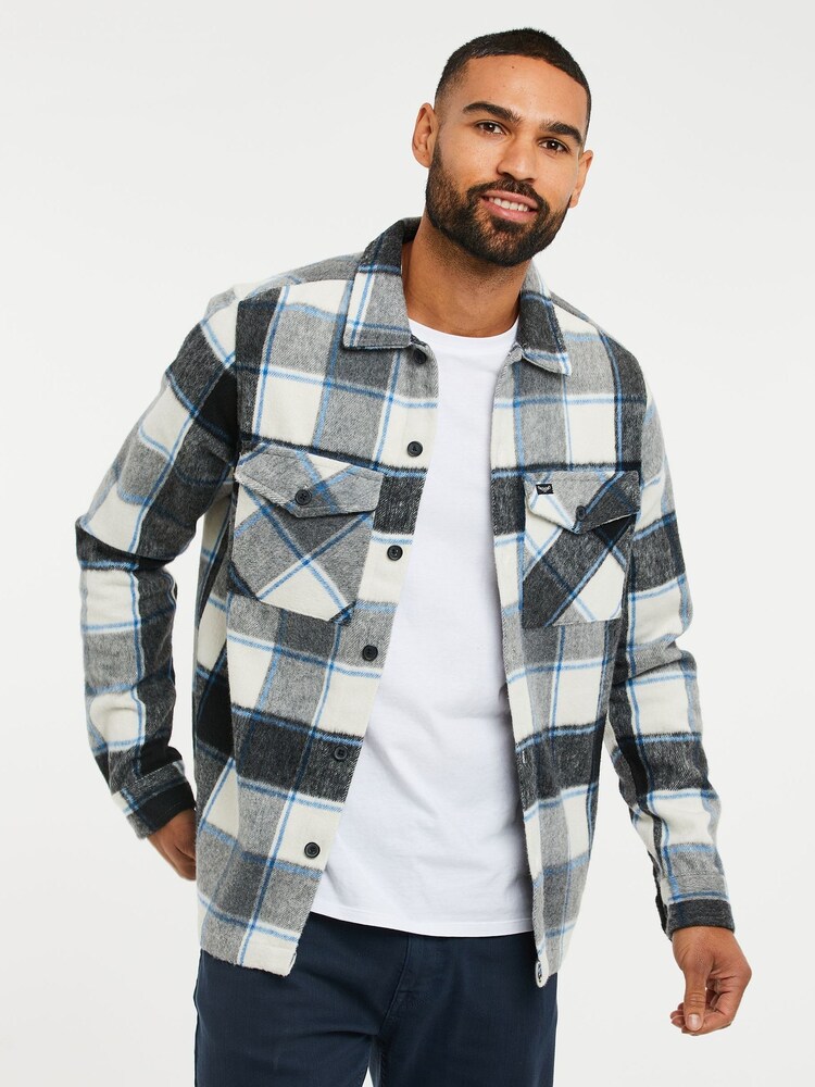 Threadbare White Brushed Check Shacket - Image 1 of 1 Threadbare White Brushed Check Shacket - Image 1 of 1