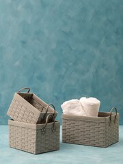Interiors by Premier Grey Lattice Non Woven Fabric Storage Baskets - Image 1 of 4