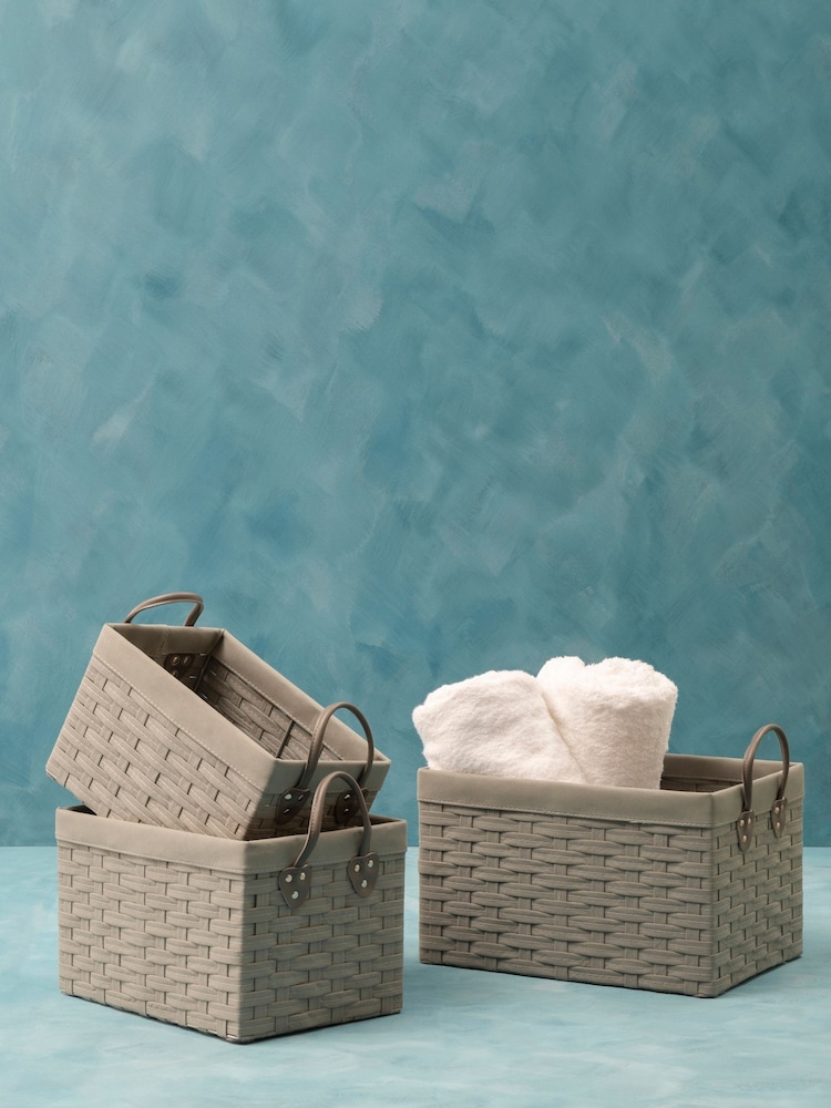 Interiors by Premier Grey Lattice Non Woven Fabric Storage Baskets - Image 1 of 4