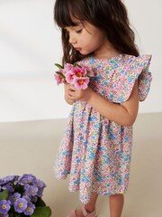 Pink/Blue Ditsy Frill Detail Dress (3mths-8yrs) - Image 1 of 6