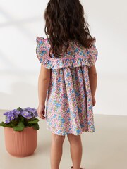 Pink/Blue Ditsy Frill Detail Dress (3mths-8yrs) - Image 3 of 6