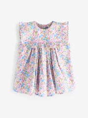 Pink/Blue Ditsy Frill Detail Dress (3mths-8yrs) - Image 5 of 6