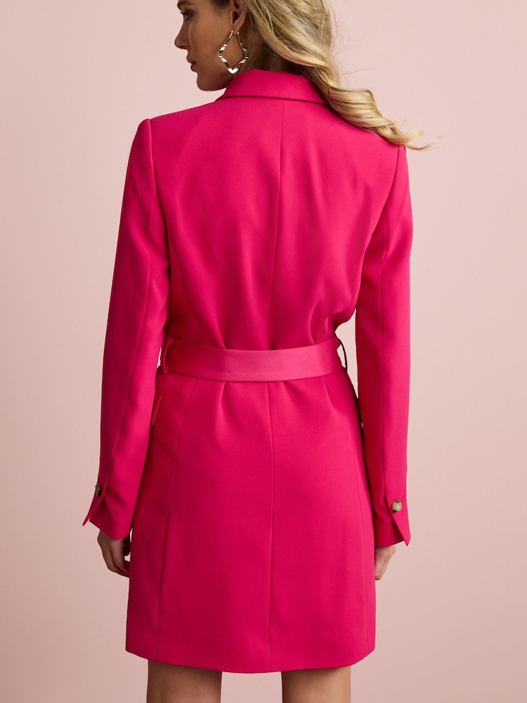 Pink Tailored Long Sleeve Belted Blazer Dress - Image 2 of 4