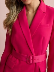 Pink Tailored Long Sleeve Belted Blazer Dress - Image 3 of 4