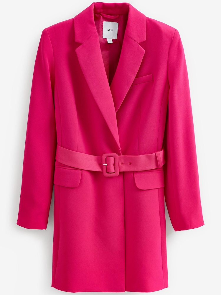 Pink Tailored Long Sleeve Belted Blazer Dress - Image 4 of 4