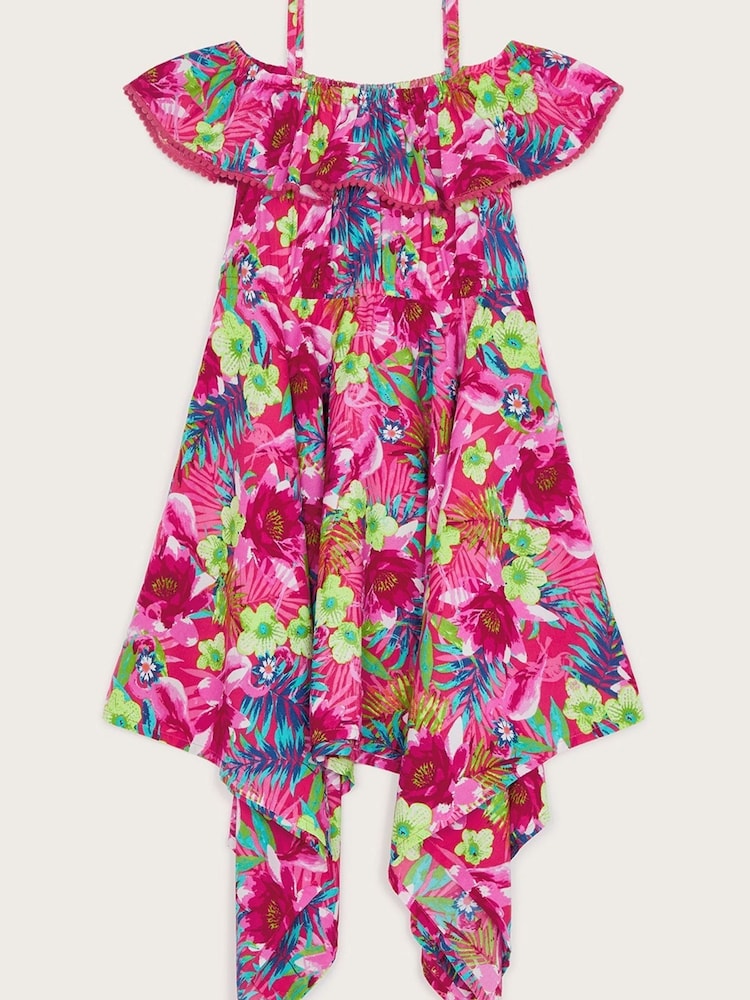 Monsoon Red Tropical Floral Hanky Hem Dress - Image 1 of 2