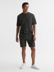 Reiss Smoke Cullen Drawstring Pintuck Shorts - Image 1 of 5