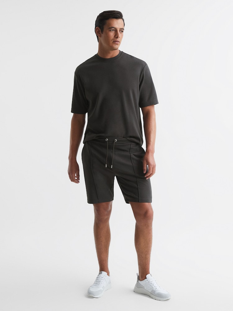 Reiss Smoke Cullen Drawstring Pintuck Shorts - Image 1 of 5