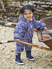 JoJo Maman Bébé Navy Blue Woodland Waterproof Fleece Lined Puddle Suit - Image 1 of 10