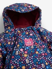 JoJo Maman Bébé Navy Blue Woodland Waterproof Fleece Lined Puddle Suit - Image 6 of 10
