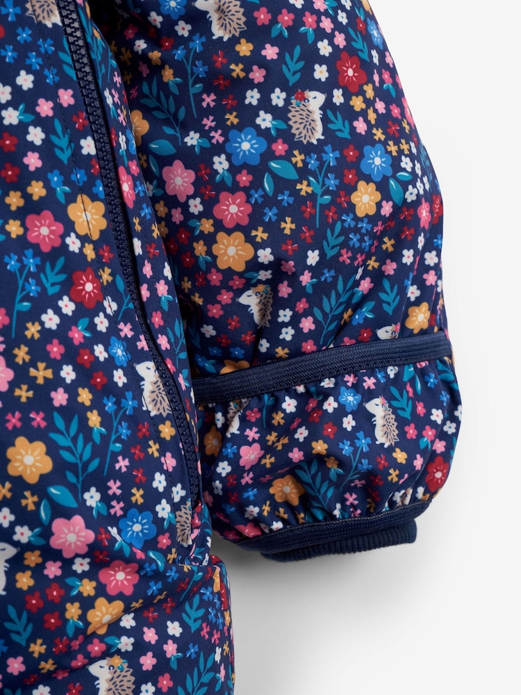 JoJo Maman Bébé Navy Blue Woodland Waterproof Fleece Lined Puddle Suit - Image 7 of 10
