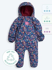 JoJo Maman Bébé Navy Blue Woodland Waterproof Fleece Lined Puddle Suit - Image 8 of 10