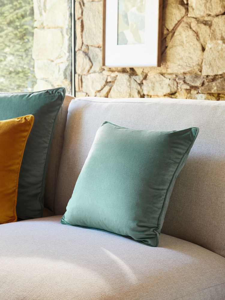 Teal Blue 43 x 43cm Matte Velvet Cushion - Image 1 of 1
