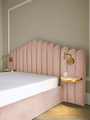 Soft Velvet Blush Pink Adele Upholstered Hotel Bed Frame with Ottoman Storage, Bedside Tables and Lights' - Image 7 of 10