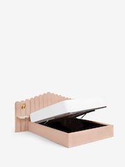 Soft Velvet Blush Pink Adele Upholstered Hotel Bed Frame with Ottoman Storage, Bedside Tables and Lights' - Image 8 of 10