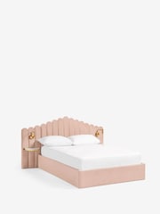 Soft Velvet Blush Pink Adele Upholstered Hotel Bed Frame with Ottoman Storage, Bedside Tables and Lights' - Image 9 of 10