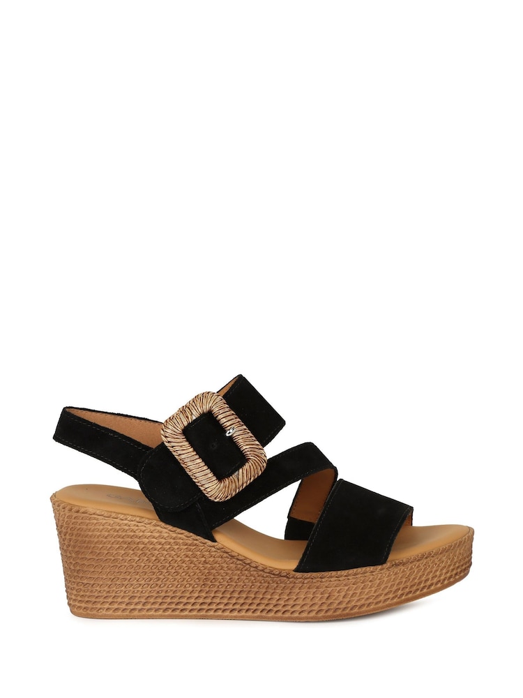 Gabor Black Embrace High Wedge Sandals - Image 1 of 5