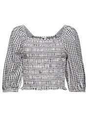 Esprit Karierte Bluse mit eckigem Ausschnitt, Schwarz - Bild 6 von 7