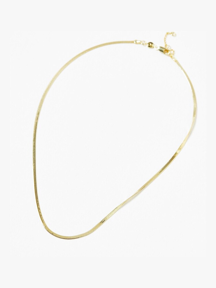 Oliver Bonas Gold Plated Zale Skinny Snake Chain Necklace - Image 1 of 5