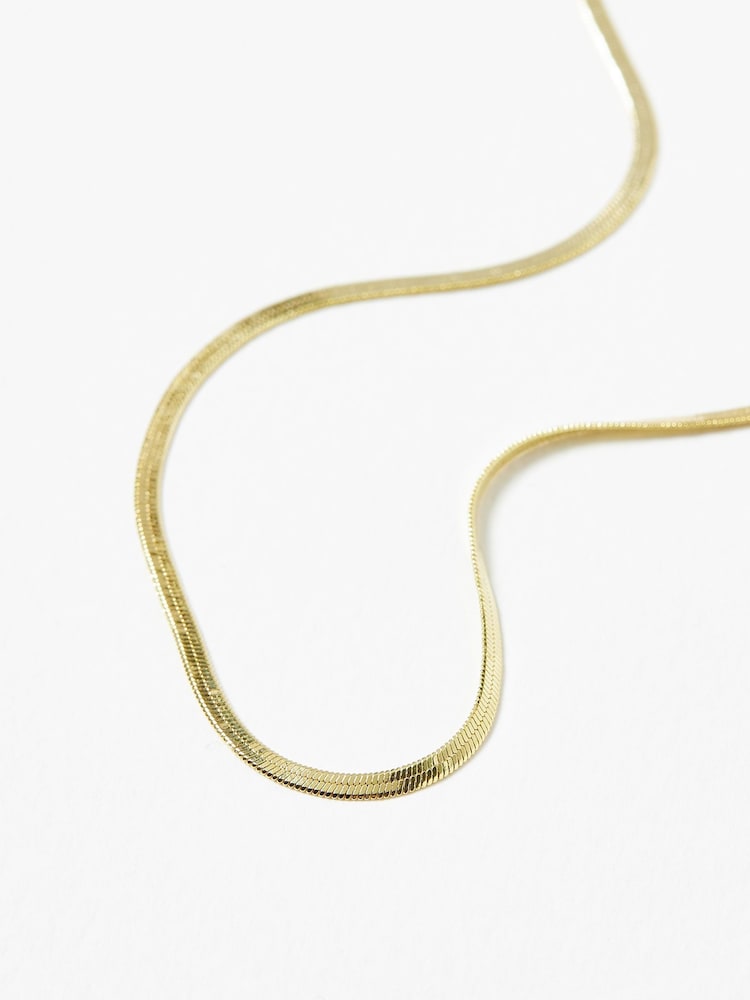 Oliver Bonas Gold Plated Zale Skinny Snake Chain Necklace - Image 2 of 5