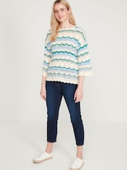 M&co Strickpullover mit Zickzackmuster, Blau - Bild 3 von 5