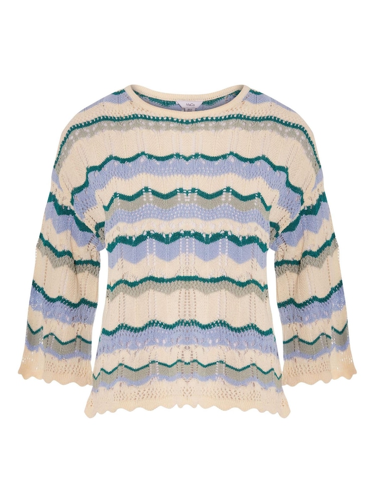 M&co Strickpullover mit Zickzackmuster, Blau - Bild 5 von 5