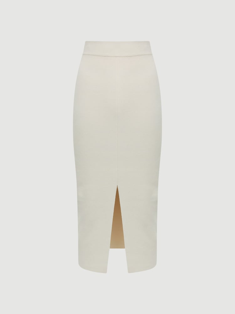 Reiss White Erin Knitted Co Ord Midi Skirt - Image 2 of 6