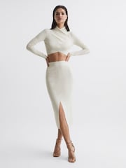 Reiss White Erin Knitted Co Ord Midi Skirt - Image 3 of 6